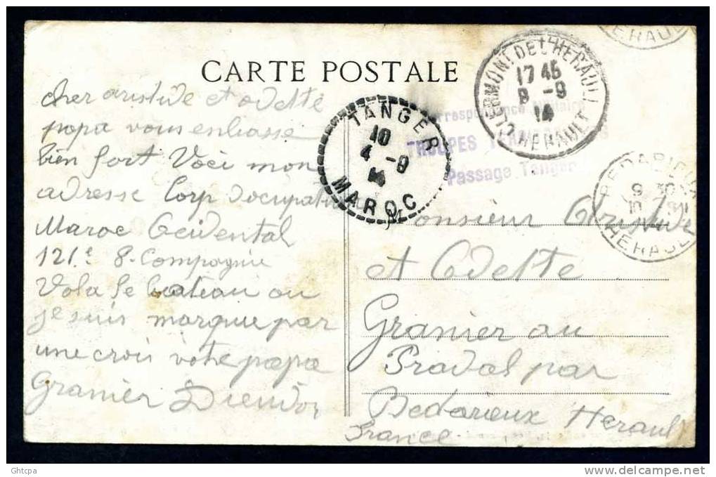 CPA. . Paquebot Français... Courrier Du Maroc: IMÉRÉTHIE. Cachet TROUPES TERRIRORIALES. / Ed. Grimaud Et Cie. Marseille. - Paquebote