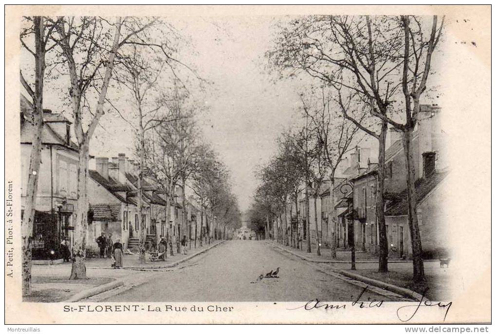 CPA, (18), SAINT FLORENT, La Rue Du Cher, Timbrée, écrite - Saint-Florent-sur-Cher