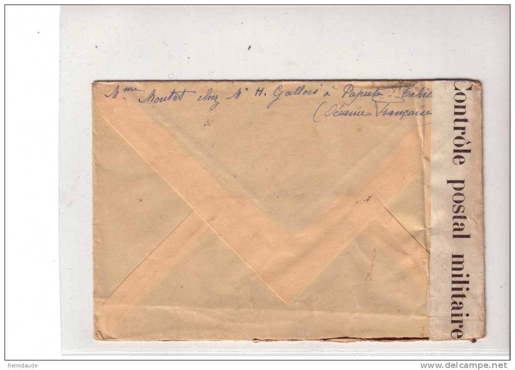 OCEANIE - 1941 - YVERT N°99x2 Sur LETTRE Avec CENSURE De PAPEETE Avec DAGUIN Pour AMBERT - RARE - Storia Postale