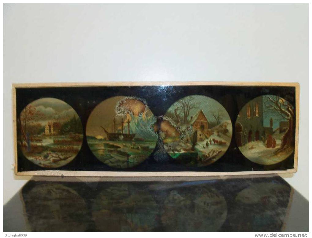 Plaque De Verre Pour Lanterne Magique. Paysages Hivernaux. Début 19ème Siècle - Glasdias