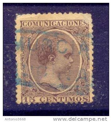 Año 1889 Edifil 219 15c Sello Alfonso XII Matasellos  Azul Carteria Sucina Murcia - Usados