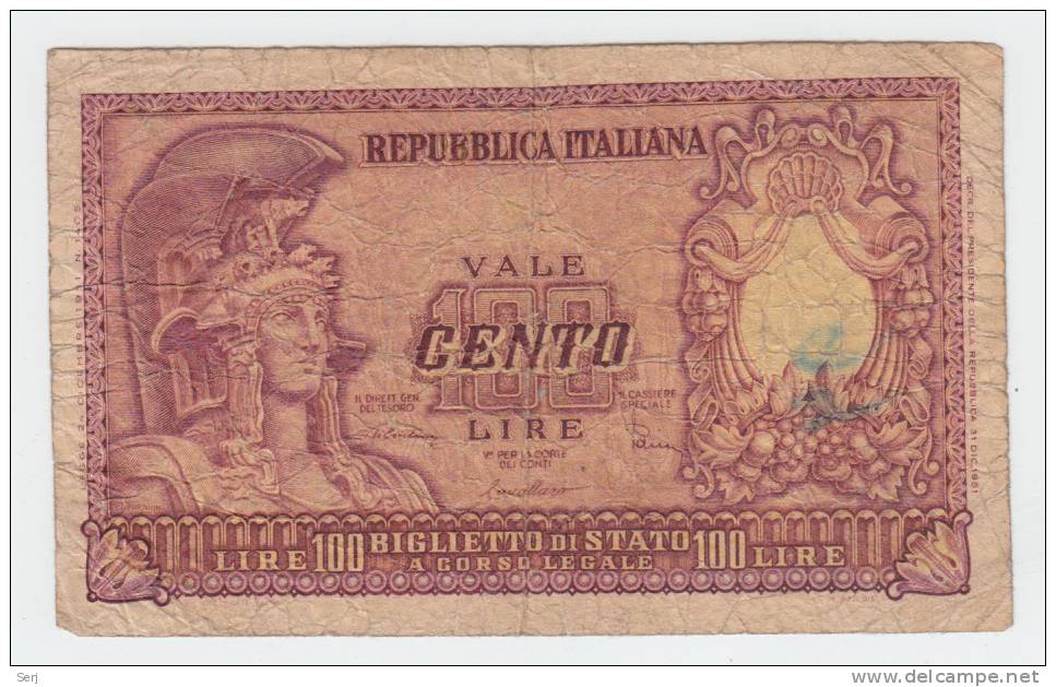 ITALY 100 Lire 1951 P 92b 92 B - 100 Liras