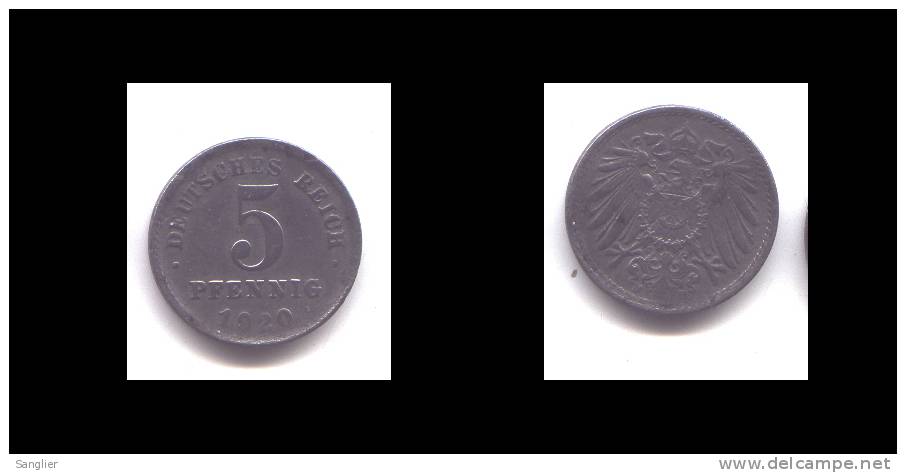 5 PFENNIG 1920 F - 5 Renten- & 5 Reichspfennig