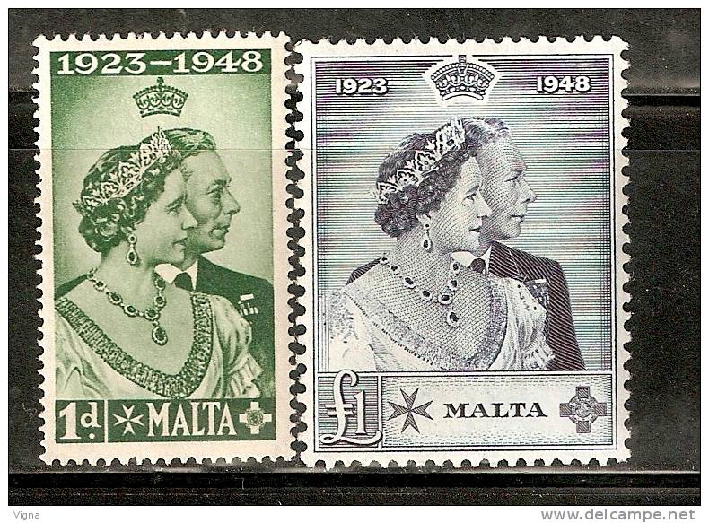 MA373 - MALTA - : Unificato N. 216/7 * - Nozze D´argento Dei Sovrani Di Gran Bretagna - Malta