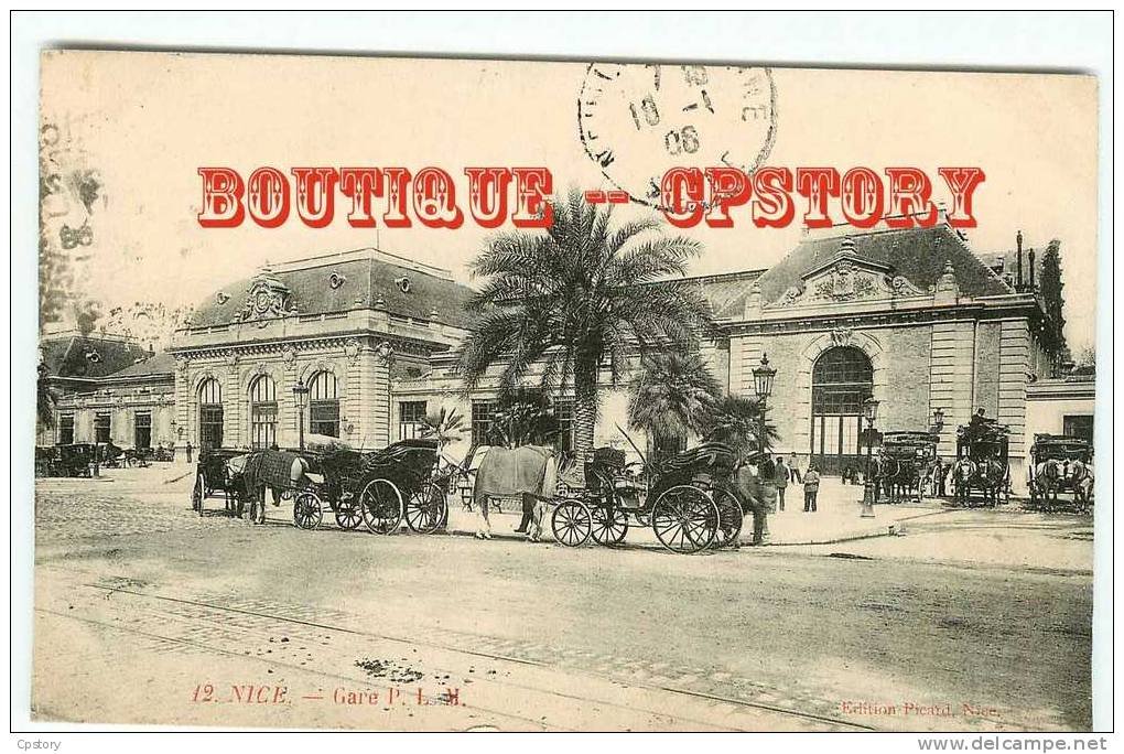 06 - NICE - Gare - Calèche - Attelage - Dos Scané - Transport Ferroviaire - Gare