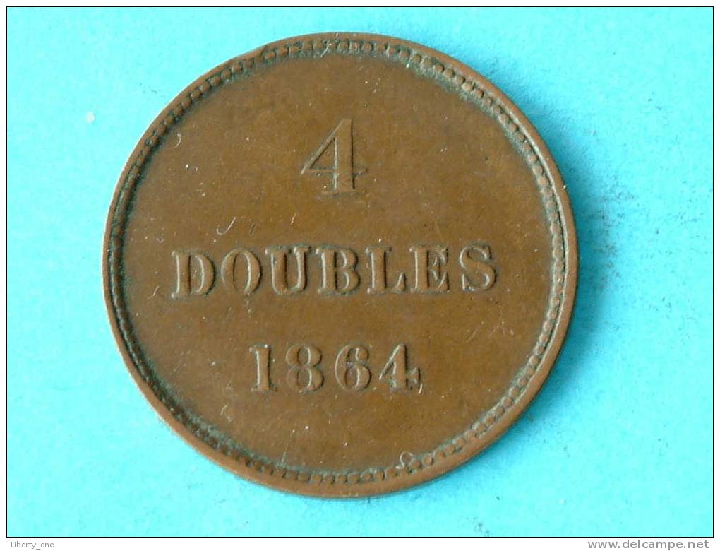 1864 - 4 DOUBLES / KM 5 ( For Grade, Please See Photo ) !! - Guernesey