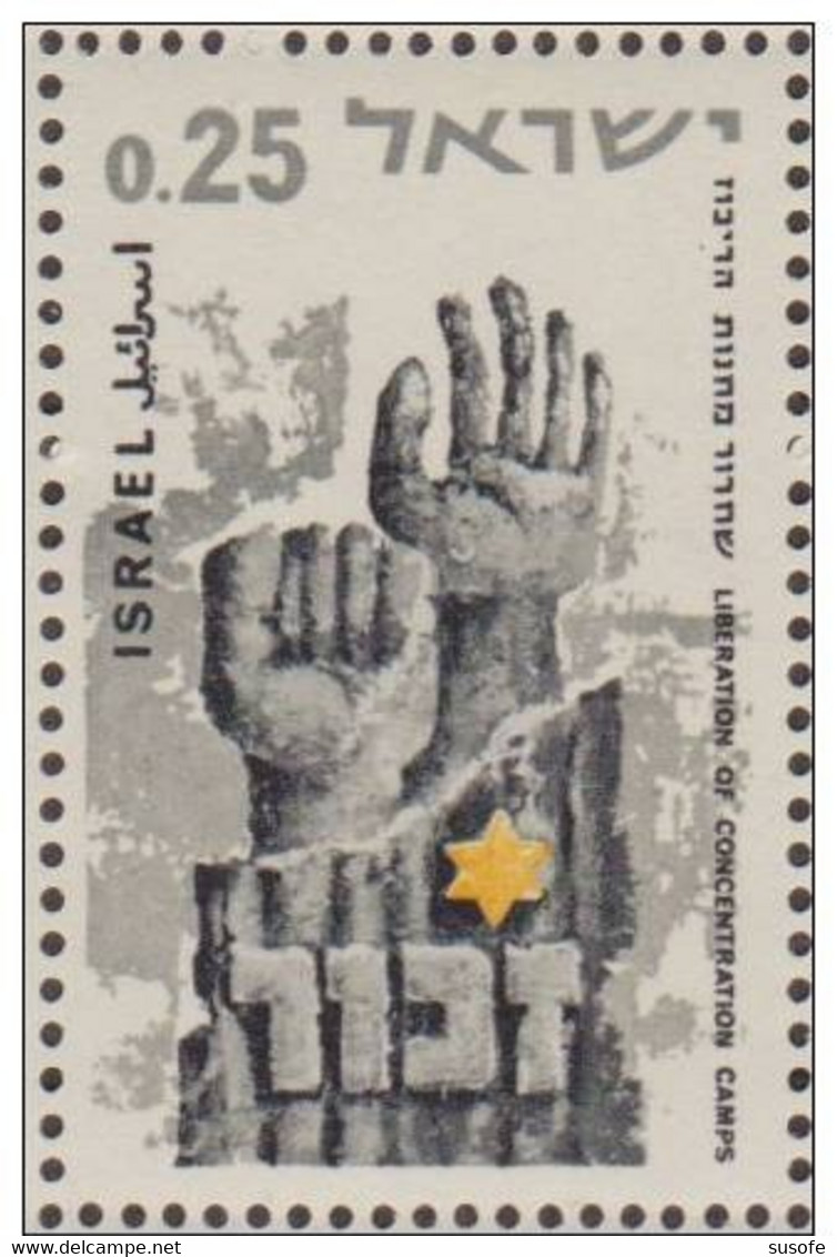 Israel 1965 Scott 292 Sello ** Liberacion Campos Concentracion Manos En Busca De La Esperanza Y Estrella De David Mi 341 - Unused Stamps (without Tabs)