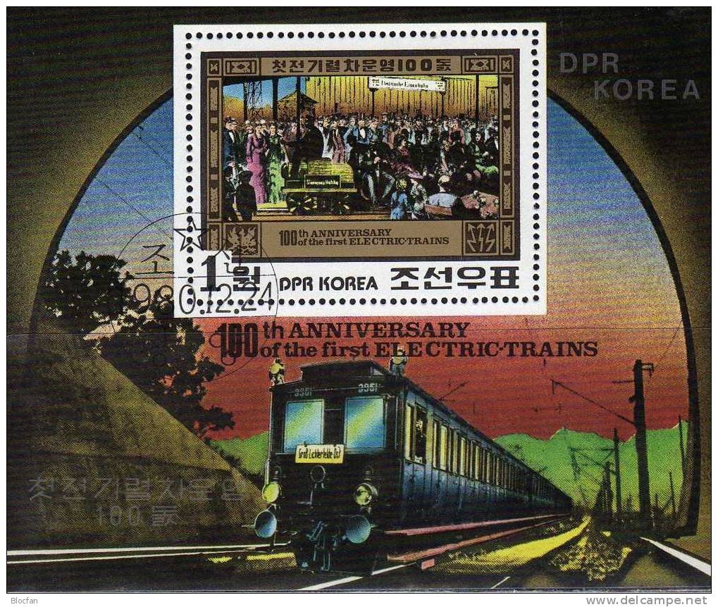 1. Elektro-Eisenbahn 1980 Korea Block 87 A Plus B O 18€ Einfahrt E-Lok Im Bahnhof In Deutschland Bloc Sheet From Corea - Corée Du Nord