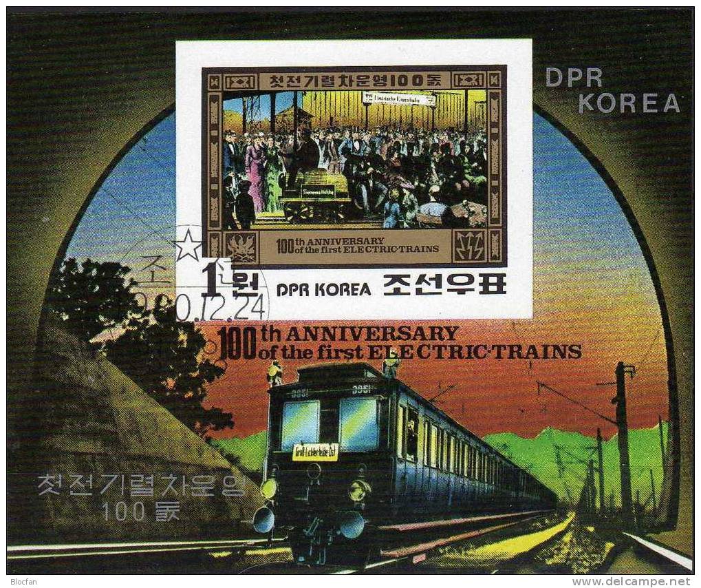 1. Elektro-Eisenbahn 1980 Korea Block 87 A Plus B O 18€ Einfahrt E-Lok Im Bahnhof In Deutschland Bloc Sheet From Corea - Corée Du Nord