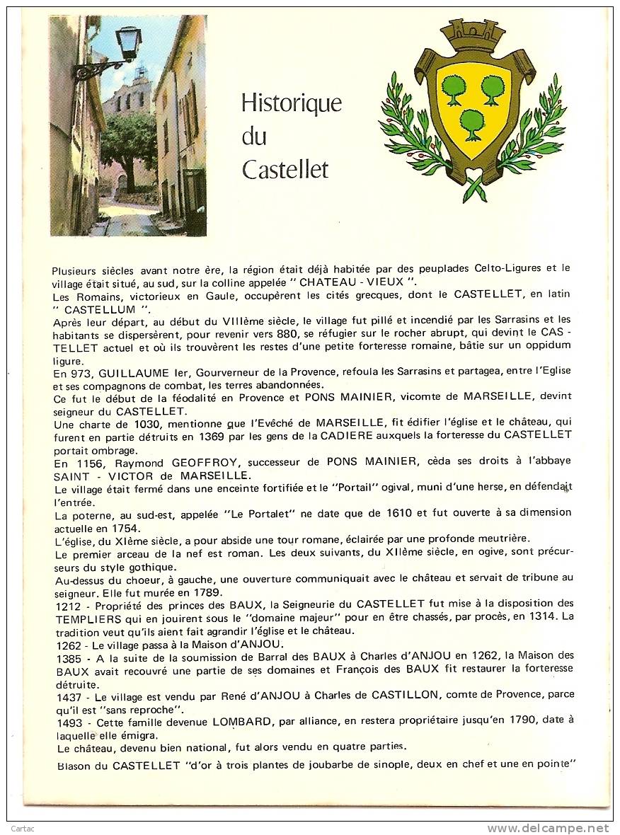 D83 - LE CASTELET - VILLAGE MEDIEVAL  - HISTORIQUE DU CASTELLET - Le Castellet