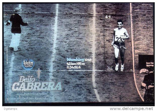 Argentina 2009 Serie Idolos Del Deporte: Delfo Cabrera, Atletismo. - Hojas Bloque