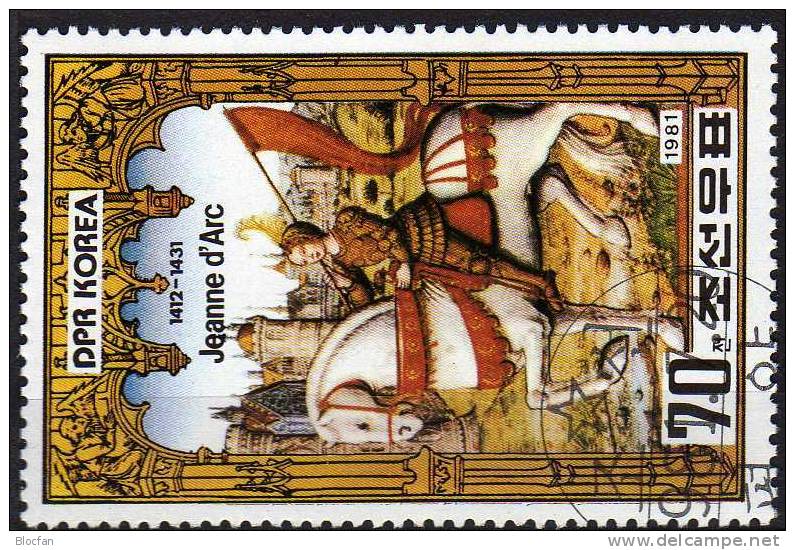 Freiheits-Kämpferin Jeanne De Arc 1981 Korea 2144 Plus Block 100 O 5€ Gemälde Pferd Und Flagge Bloc Sheet From Corea - Rivoluzione Francese