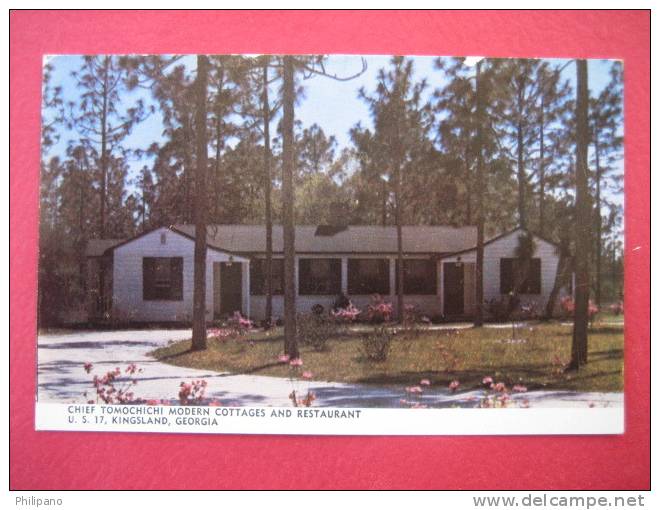 Early Chrome---  Kingsland Ga  Chief Tomochichi  Modern Cottages & Restaurant  -------(ref 123) - Autres & Non Classés