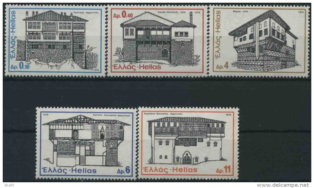 1975 Grecia, Patrimonio Architettonico Europeo , Serie Completa Nuova (**) - Ongebruikt