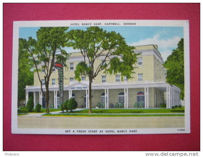 Hartwell Ga  Hotel Nancy Hart  1953 Cancel     Linen-------(ref 123) - Sonstige & Ohne Zuordnung