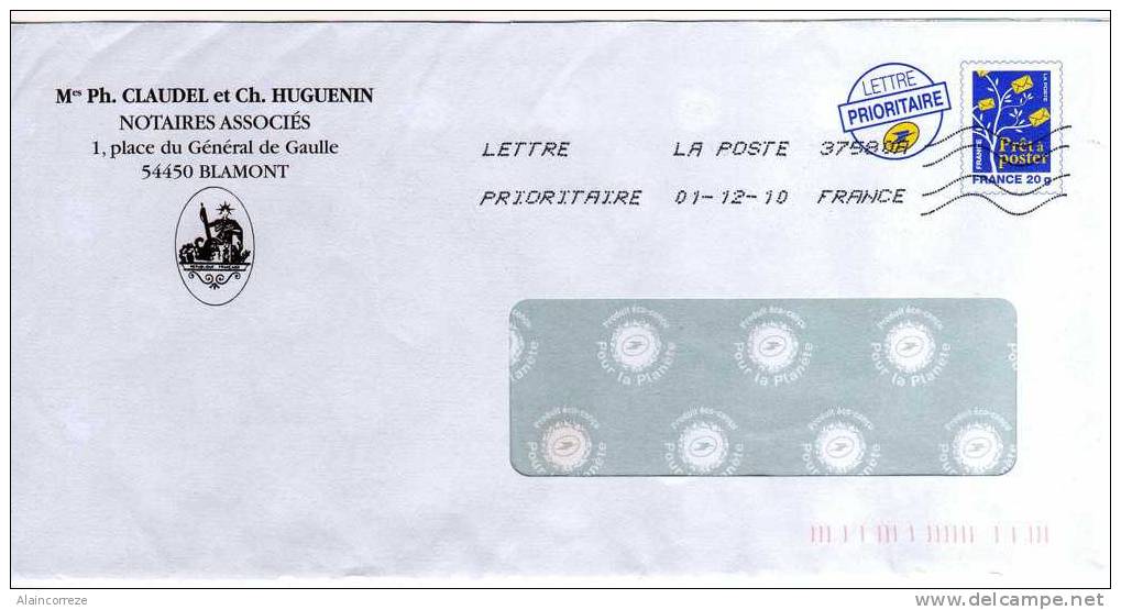 Entier Postal PAP Repiqué Meurthe Et Moselle Blamont Notaires Associés Enveloppe à Fenêtre - Listos A Ser Enviados : Réplicas Privadas