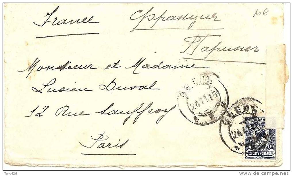 REF LVP8 - EMPIRE RUSSE LETTRE ODESSA / PARIS 24/11/1915 CENSUREE - Covers & Documents