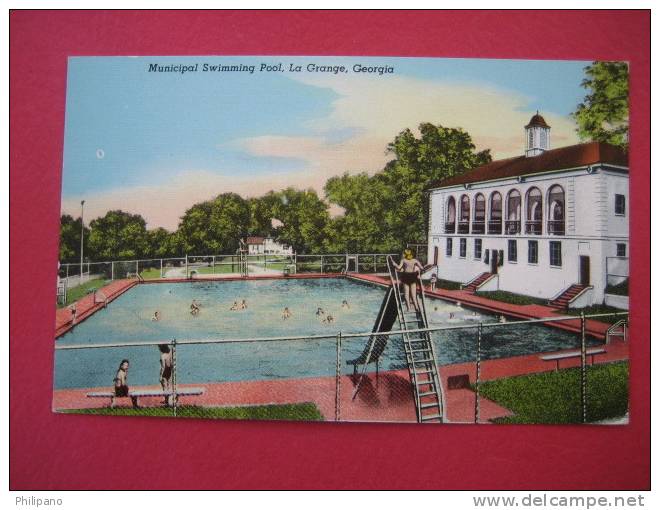 La Grange GA  Municpal Swimming Pool        Linen    ------(ref 123) - Autres & Non Classés