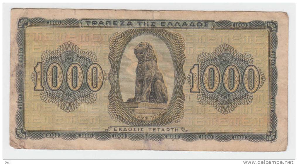 Greece 1000 Drachmai 1942 P 118 - Griechenland