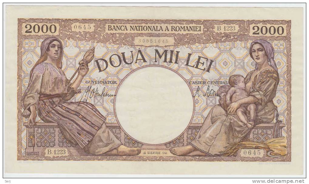 ROMANIA 2000 LEI 1941 XF++ P 53 - Roemenië