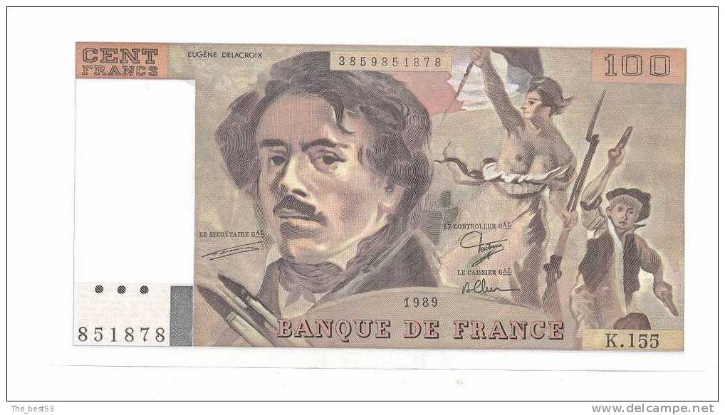 100 Francs Delacroix  1989 - 100 F 1978-1995 ''Delacroix''