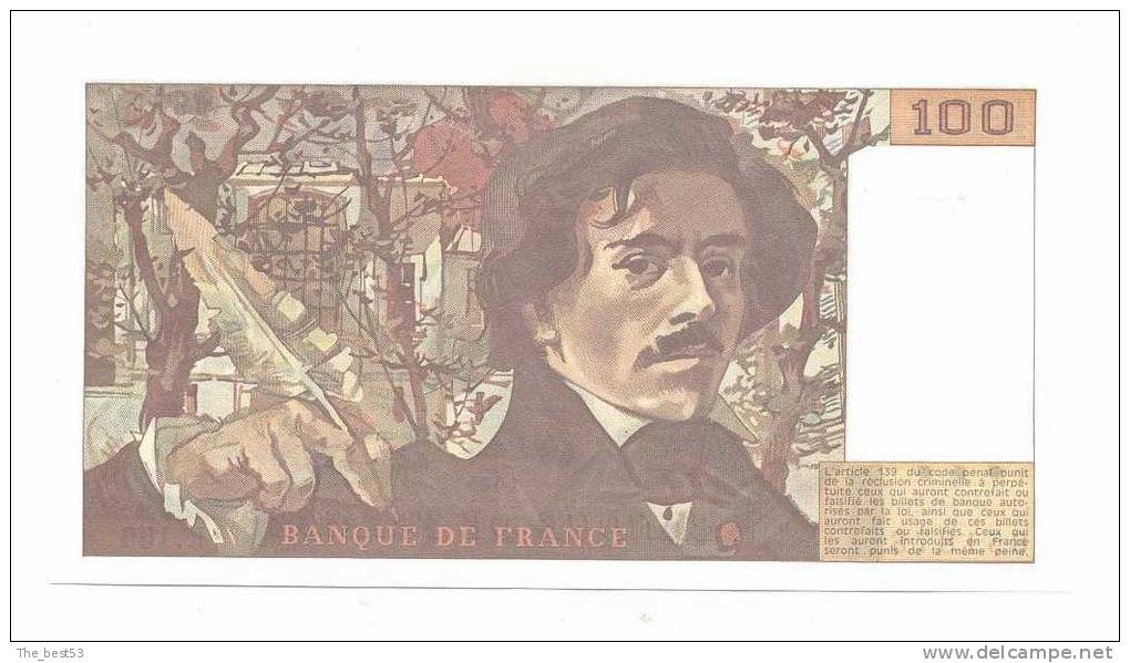 100 Francs Delacroix  1989 - 100 F 1978-1995 ''Delacroix''