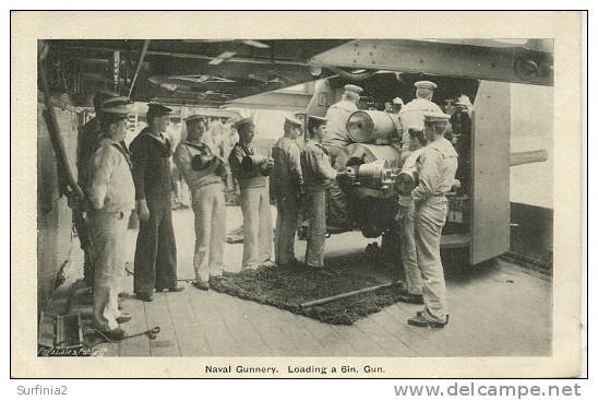 NAVAL GUNNERY - LOADING A 6 Inch GUN - Paquebote