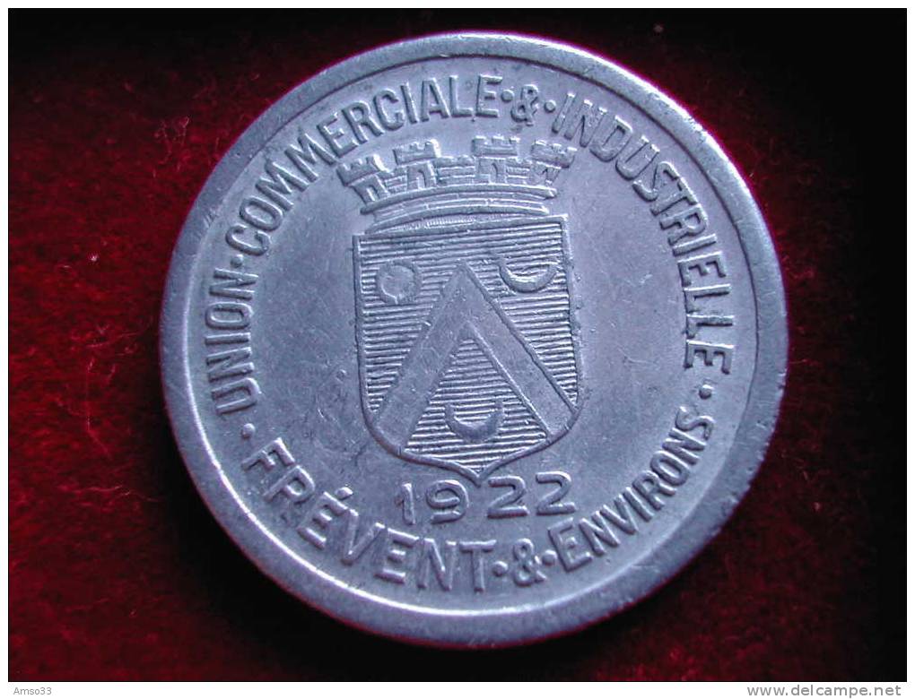 NECESSITE 10 CENTIMES 1922 ALUMINIUM UNION COMMERCANTS FREVENT - Monétaires / De Nécessité