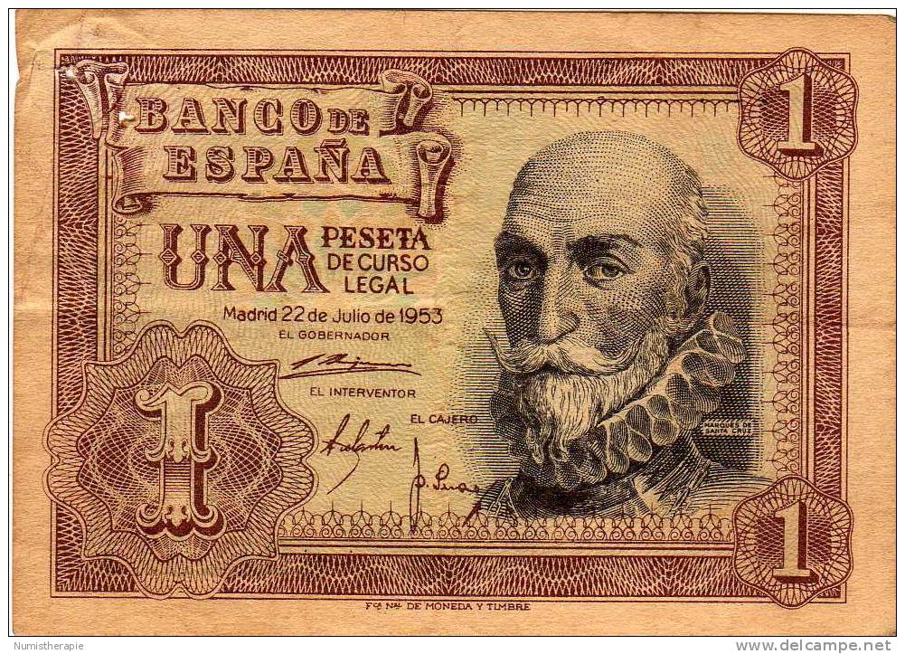 Espagne : 1 Peseta 1953 - 1-2 Pesetas