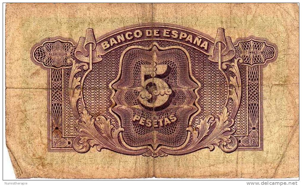 Espagne : 5 Pesetas 1935 (très Mauvais état) - 5 Pesetas