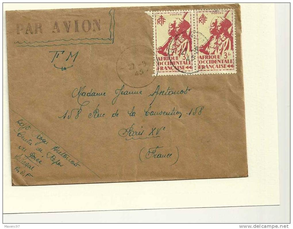 LETTRE PAR AVION POSTE NAVALE FRANCHISE PARTIELLE DU SENEGAL - Guerre De 1939-45