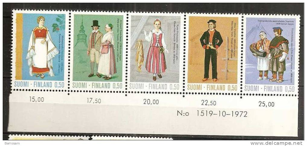 Finland1972: Michel701-14 COSTUMES Strip Mnh** - Unused Stamps