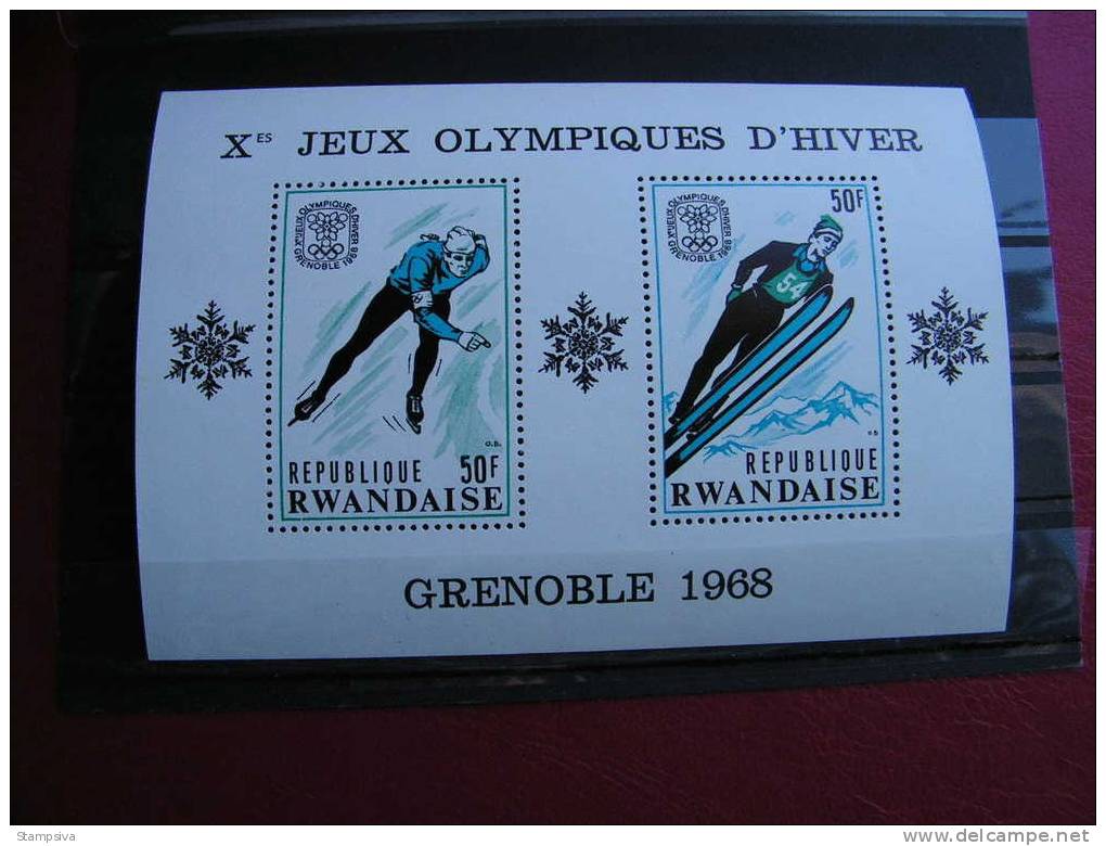 ==  Rwandaise,  Grenoble Block 12A Wintersport ** MNH  Michel € 7,50 - Winter 1968: Grenoble