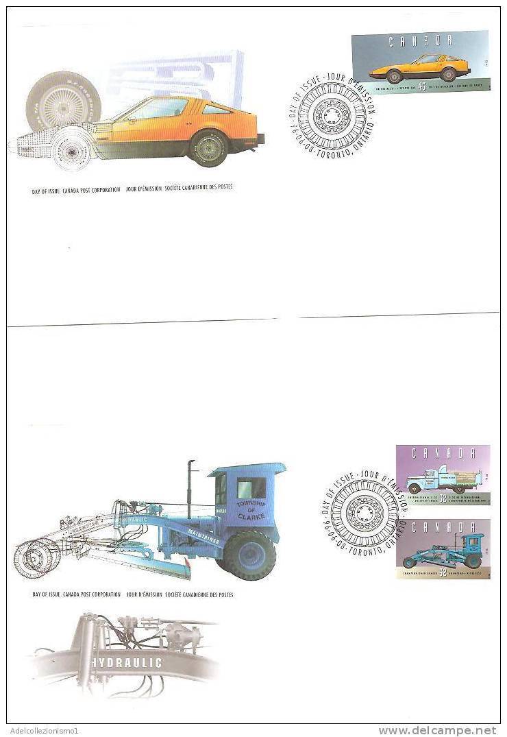 48197) CANADA 4 FDC DELLA SERIE AUTOMOBILI D'EPOCA SERIE COMPLETA 8/9/1996 - 1991-2000