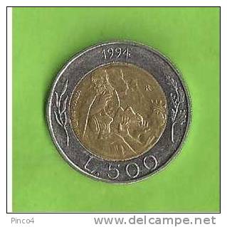 REPUBBLICA DI SAN MARINO  500 LIRE 1994 BIMETALLICA - San Marino