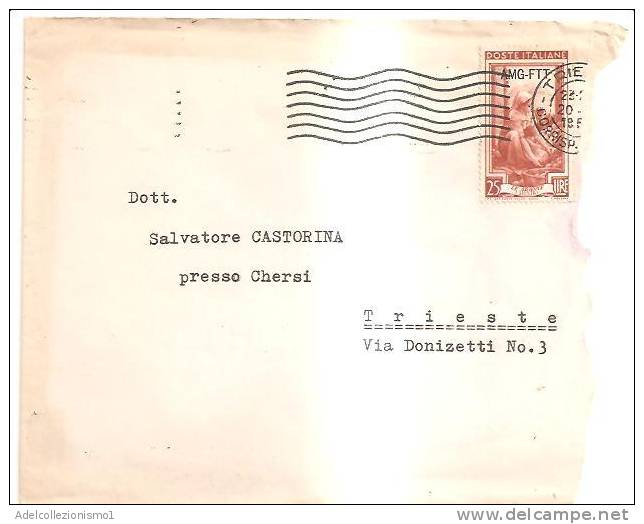 48208)lettera Con 25£lavoro Spr Amg-ftt Con Annullo Del 20-12-1952 - Marcophilie