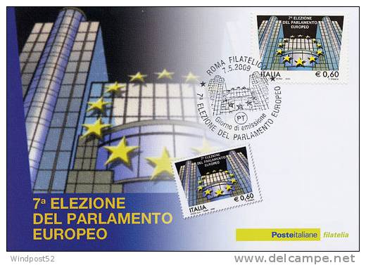 ITALIA CARTOLINA FILATELICA 2009 SETTIMA ELEZIONE DEL PARLAMENTO EUROPEO 18 - Maximumkaarten