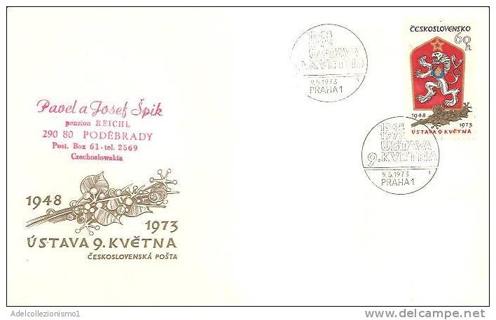 48222)lettera F.d.c. Serie  Rep. Ceca - Anno 1973 25° Ann. Costituzione Con Un Valore + Annullo - FDC