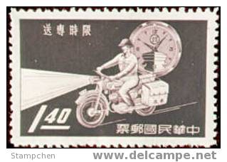 1960 Postal Service Stamp Clock Motorbike Motorcycle Postman - Uhrmacherei