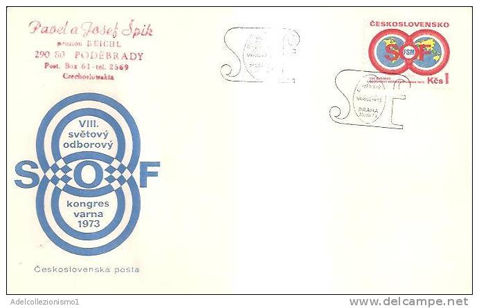 48227)lettera F.d.c.  Rep. Ceca Serie 1973 8° Congresso Di Varna Con Un Valore + Annullo N°2010 - FDC