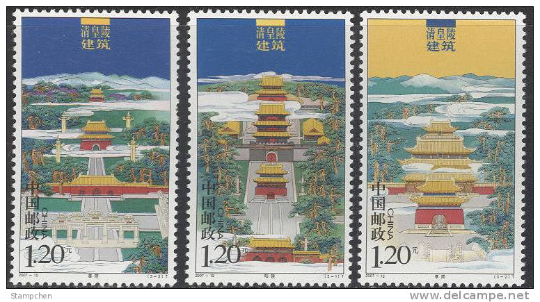 China 2007-12 Mausoleum Of Qing Emperors Stamps Temple Famous Chinese - Bouddhisme