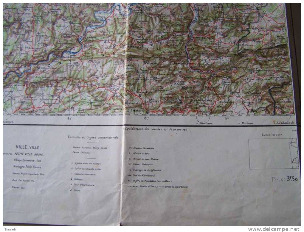 Carte De VESOUL N°35-Echelle 1-200.000-service Géographique De L Armée -type 1912- - Topographical Maps