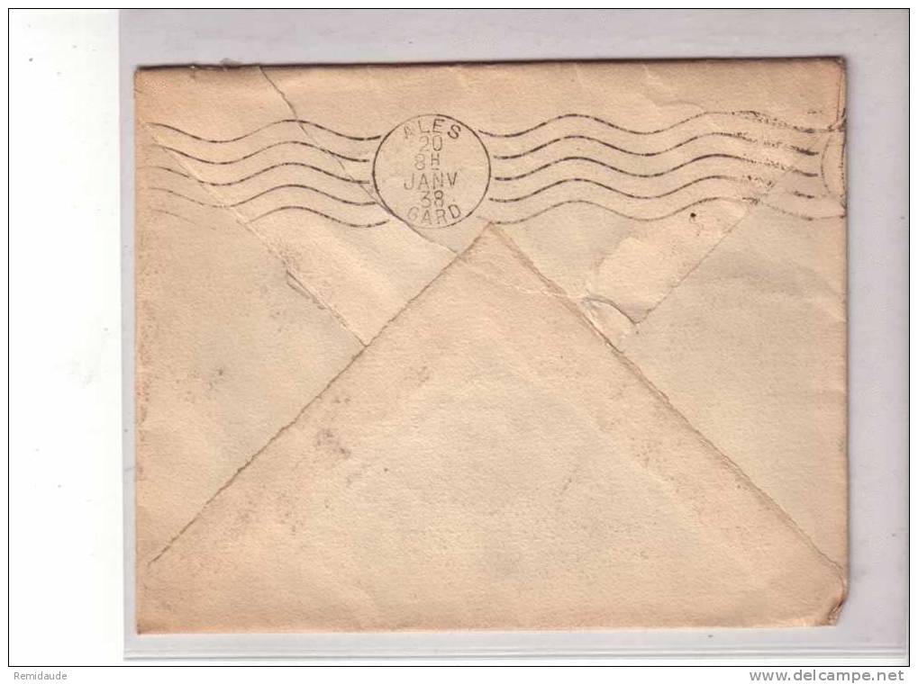 MONACO - 1938 - LETTRE De MONACO CONDAMINE Pour ALES (GARD) - - Postmarks