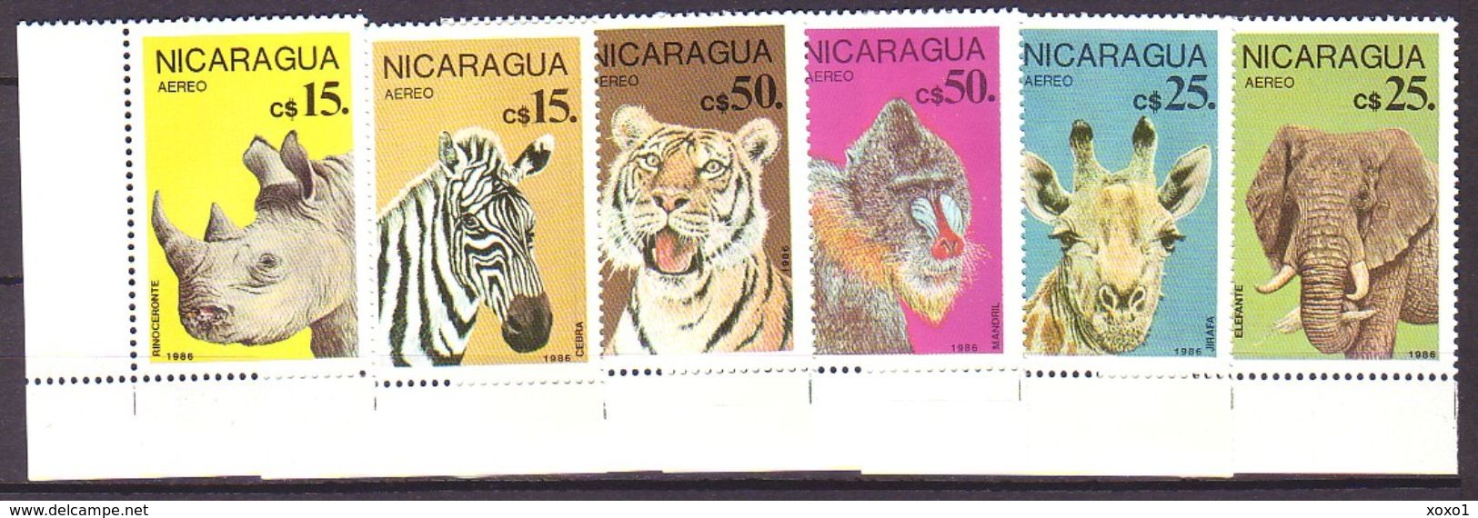 Nicaragua 1986 MiNr. 2711 - 2716 Animals Tiere 6v MNH** 6,00 € - Rhinoceros