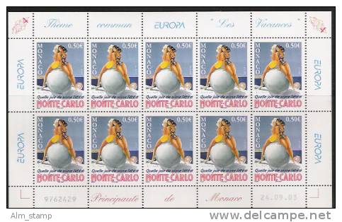 2004 Monaco Sheet     Mi. 2693-4 ** MNH   Europa: Ferien - 2004