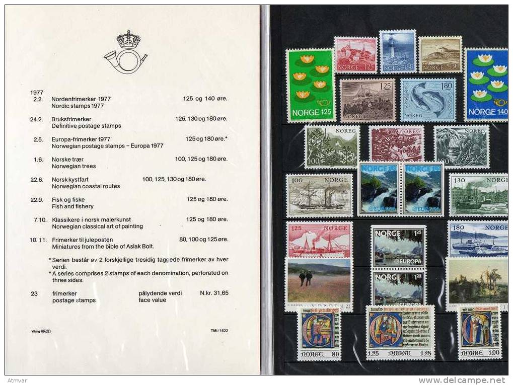 NO520. NORWAY / NORGE - Yearbook 1977 Complet With Stamps / Livre Annuel 1977 Avec Timbres - Ganze Jahrgänge