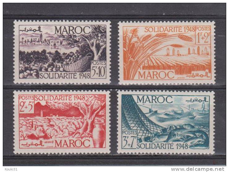 Maroc YT 271/4 */** : Céréales , Poisson , Huile , Agrumes - Unused Stamps