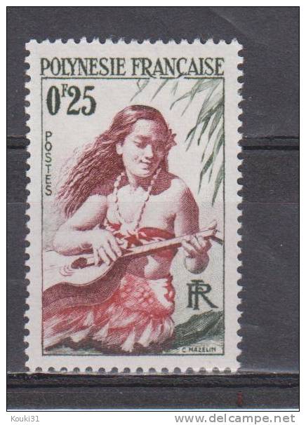 Polynésie YT 2 ** : Joueuse De Guitare - 1958 - Unused Stamps