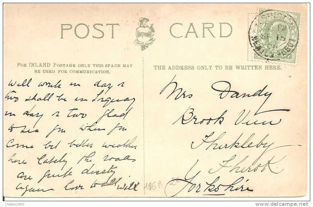 Ny&t   106A   CP    Vers   YORKSHIRE Le  1908 - Storia Postale