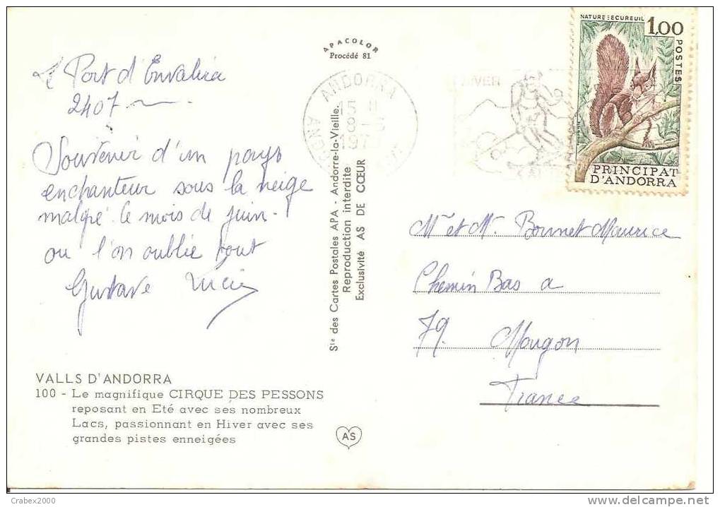 Ny&t   267  CP ANDORRE   Vers   FRANCE Le  08 JUIN1979 - Lettres & Documents